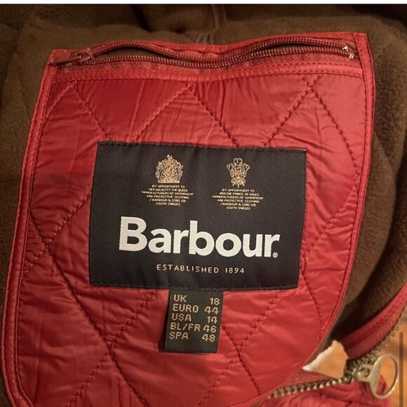 NWT Barbour Wray Gilet Deep Claret Orange Fleece Lined Quilted Vest - Picture 6 of 8